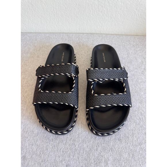 NWOT Ann Taylor Weekend Collection Straw Sport Sandals in Black Size 7.5 - Picture 3 of 6